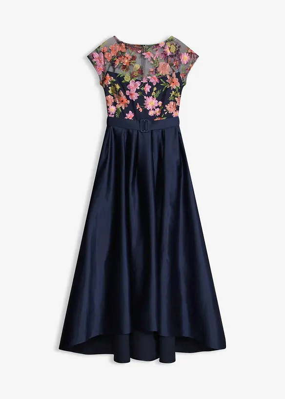 Maxikleid aus gl&auml;nzendem Satin mit Spitze, bonprix