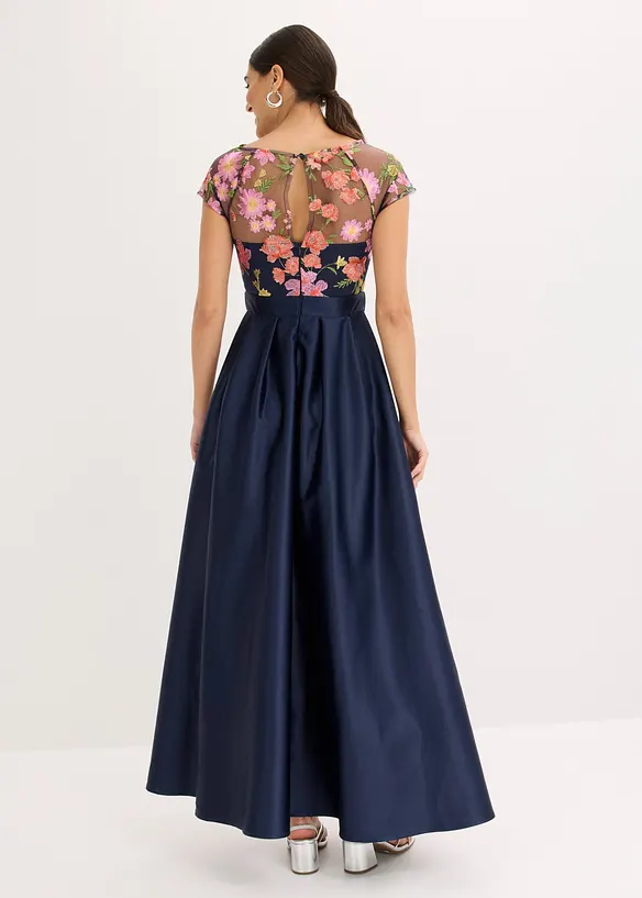 Maxikleid aus gl&auml;nzendem Satin mit Spitze, bonprix