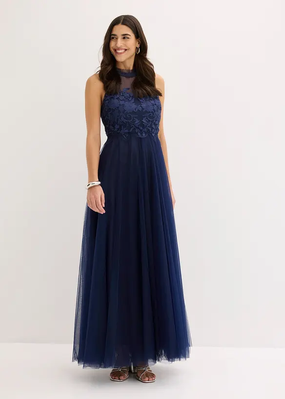 Robe de soir&eacute;e en tulle d&eacute;licat avec dentelle, bonprix