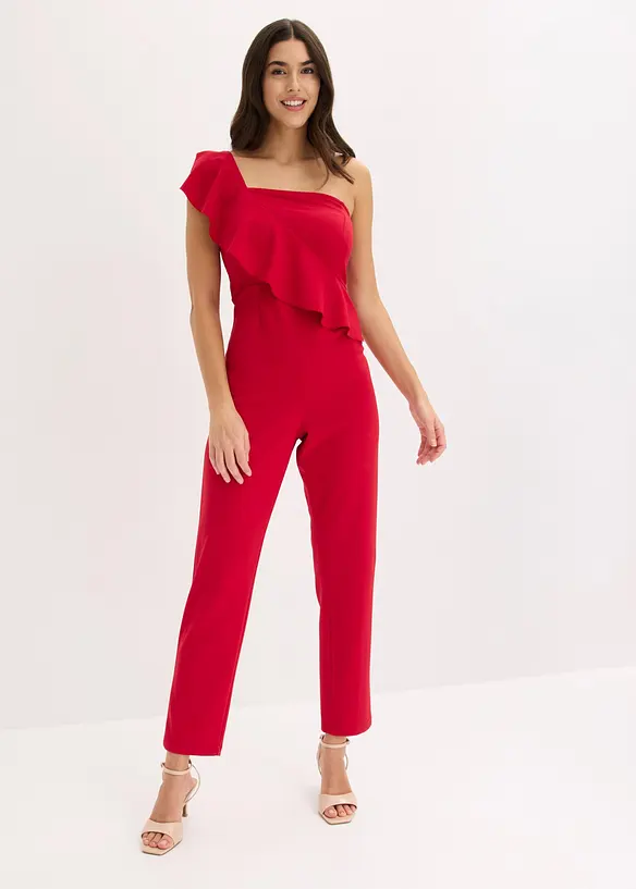 One-Shoulder Overall aus strukturiertem Crep&eacute;, bonprix