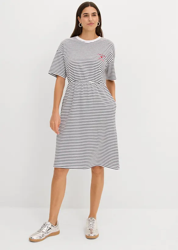 Gestreiftes T-Shirt mit Stickerei, bonprix