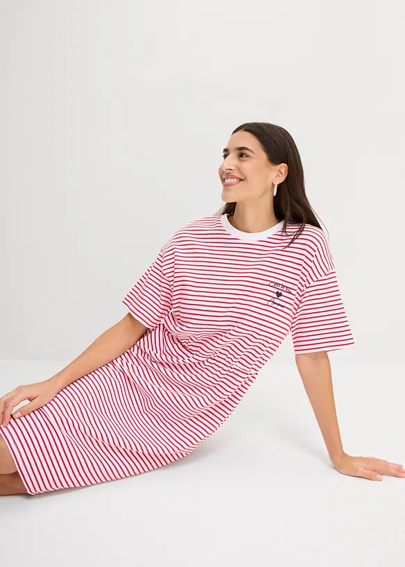 Gestreiftes T-Shirt mit Stickerei, bonprix