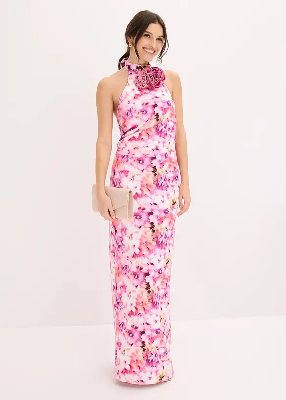 Robe de soir&eacute;e avec fleurs appliqu&eacute;es, bonprix