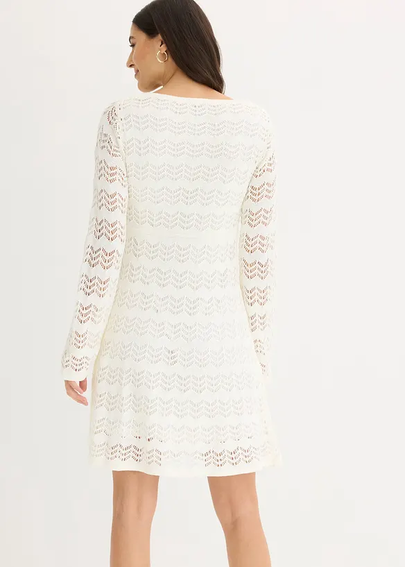 Robe en crochet &agrave; manches trompette, bonprix