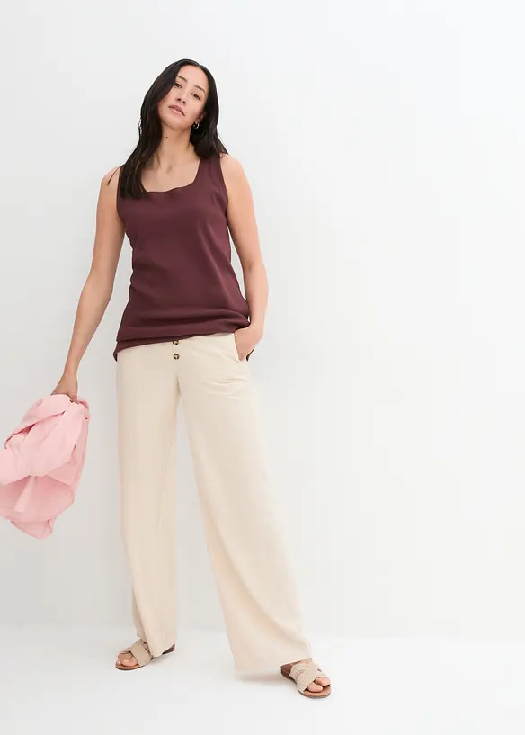 Pantalon palazzo en lin m&eacute;lang&eacute;, bonprix