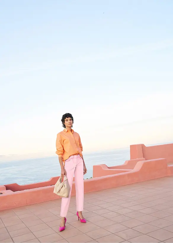 Pantalon twill raccourci look used, bonprix