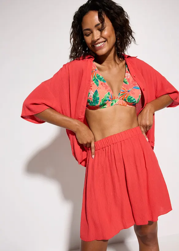 Kurze Strandbluse aus flie&szlig;ender Viskose, bonprix