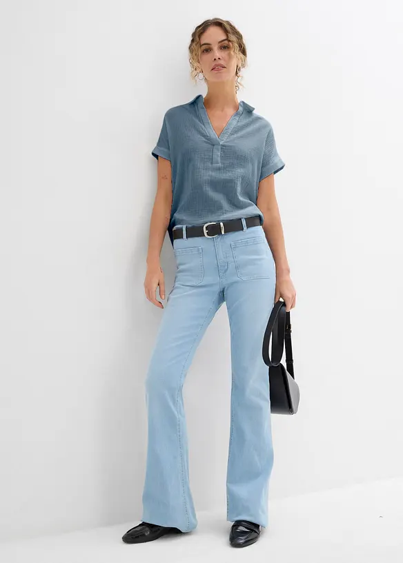 Blouse manches courtes en gaze de coton l&eacute;g&egrave;re, bonprix