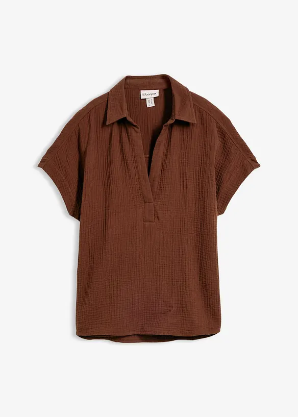 Kurzarmbluse aus luftigem Musselin, bonprix