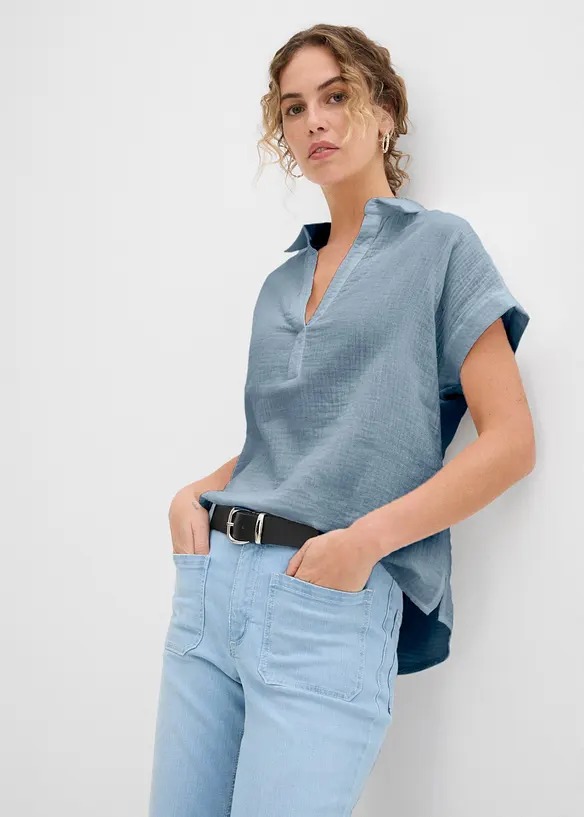 Blouse manches courtes en gaze de coton l&eacute;g&egrave;re, bonprix