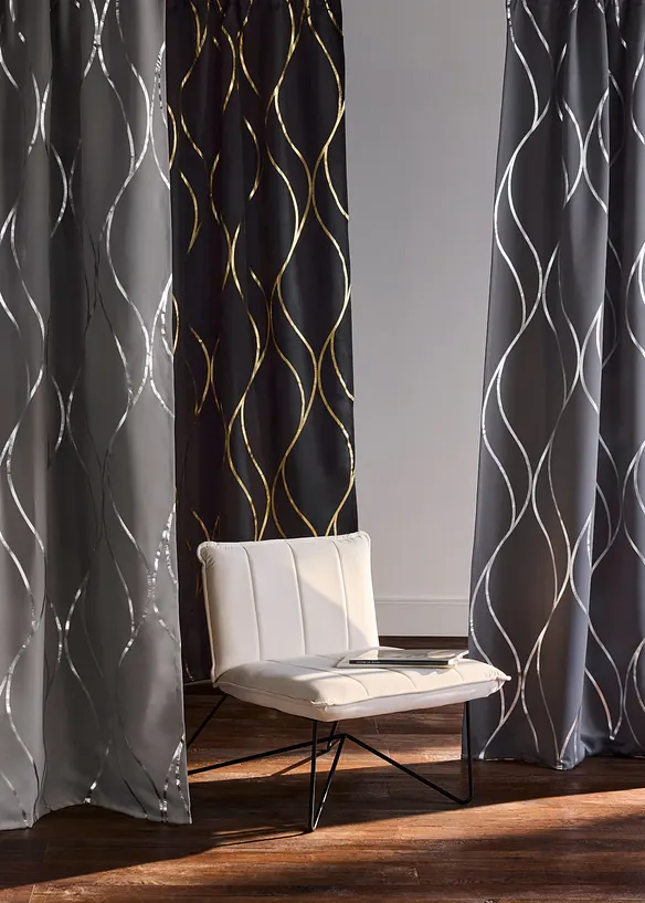 Abdunkelnder Vorhang mit Glanzdruck (1er Pack), bonprix