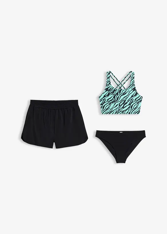 Bikini et short (ens. 3 pces), bonprix