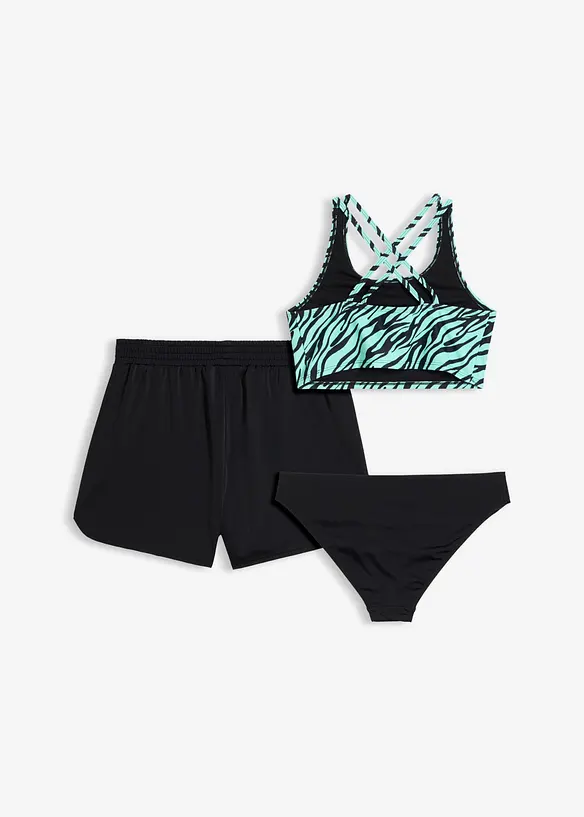 Bikini et short (ens. 3 pces), bonprix