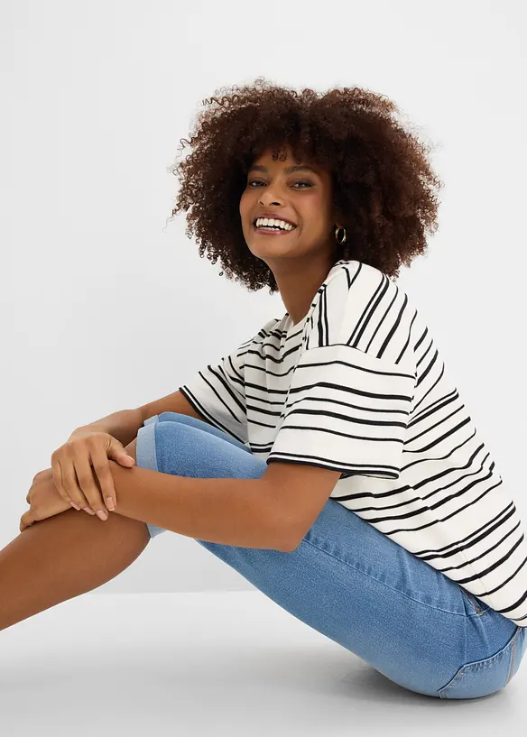 Jean droit taille mi-haute, cropped, bonprix