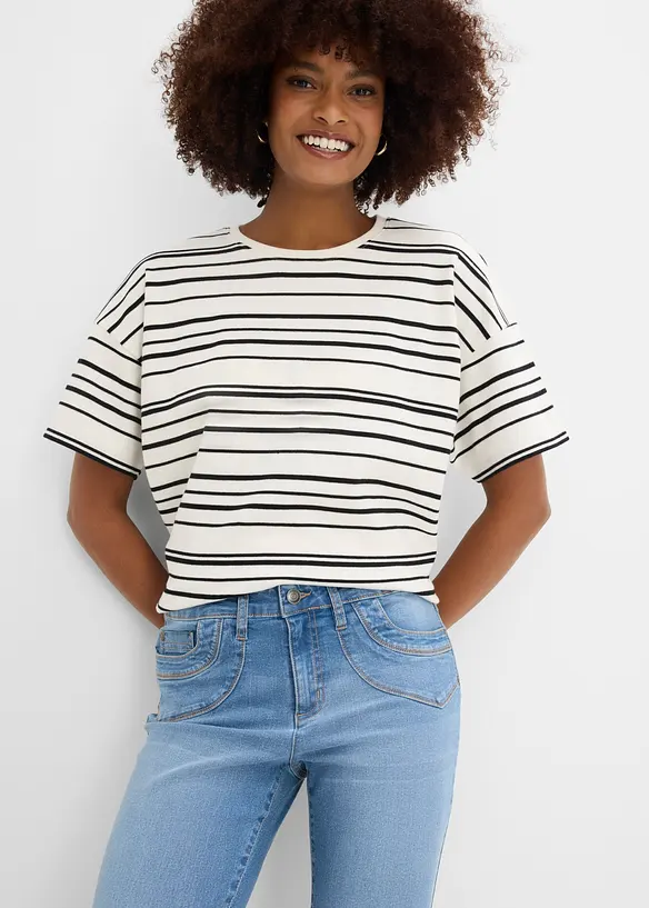 Jean droit taille mi-haute, cropped, bonprix