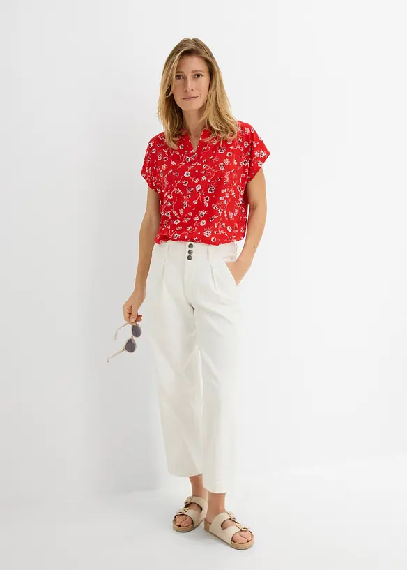 Jean large, taille haute et &eacute;lastiqu&eacute;e, cropped, bonprix