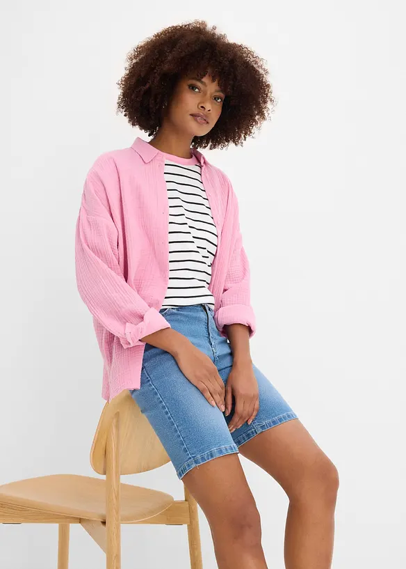 Bermuda en jean, taille mi-haute, bonprix