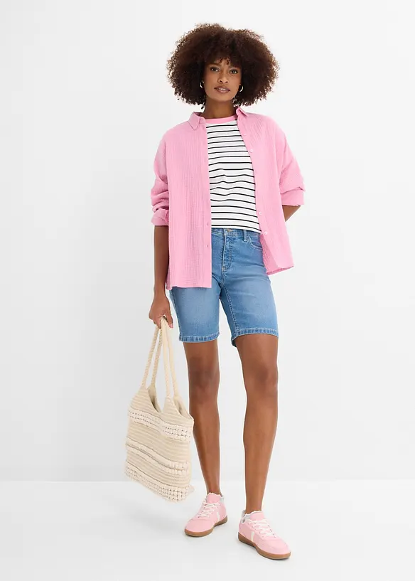 Bermuda en jean, taille mi-haute, bonprix