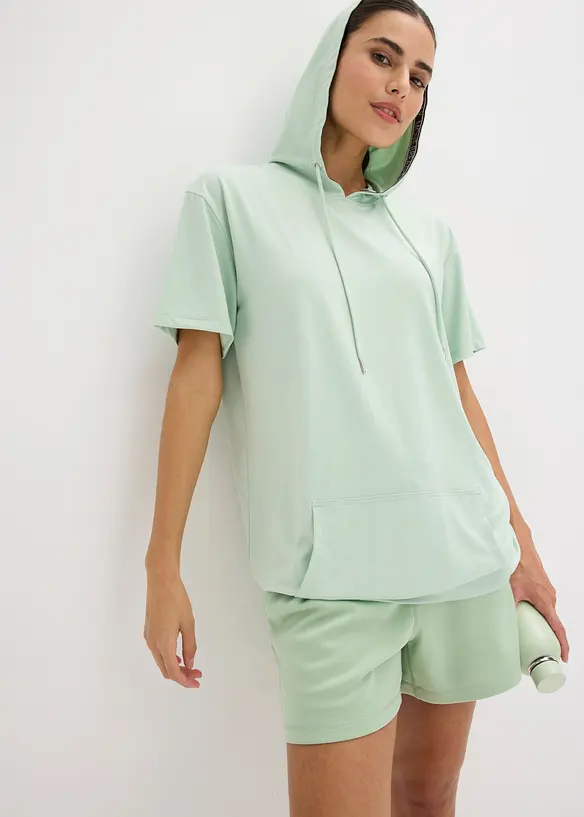 T-shirt de sport oversize avec capuche, s&eacute;chage rapide, bonprix