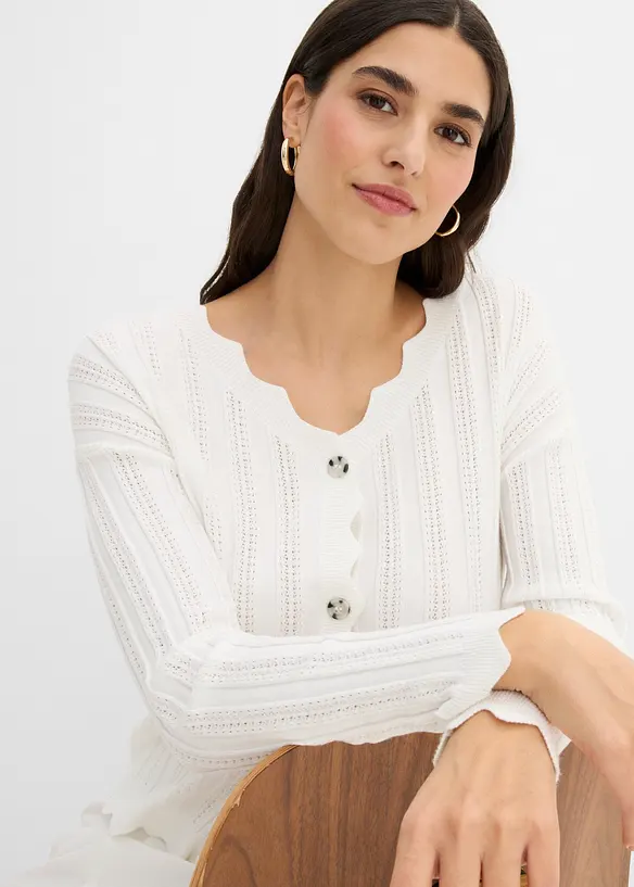 Kurze Ajour-Strickjacke, bonprix