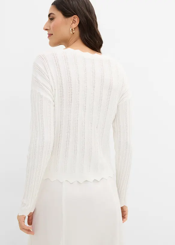 Kurze Ajour-Strickjacke, bonprix