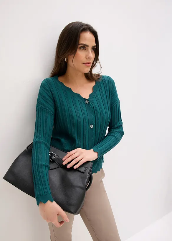 Gilet court en maille ajour&eacute;e, bonprix