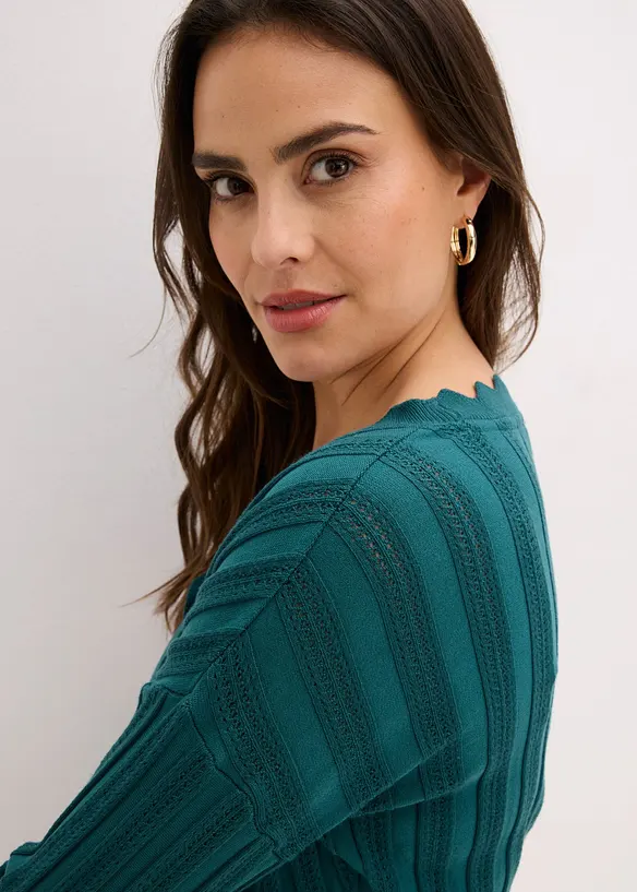 Gilet court en maille ajour&eacute;e, bonprix