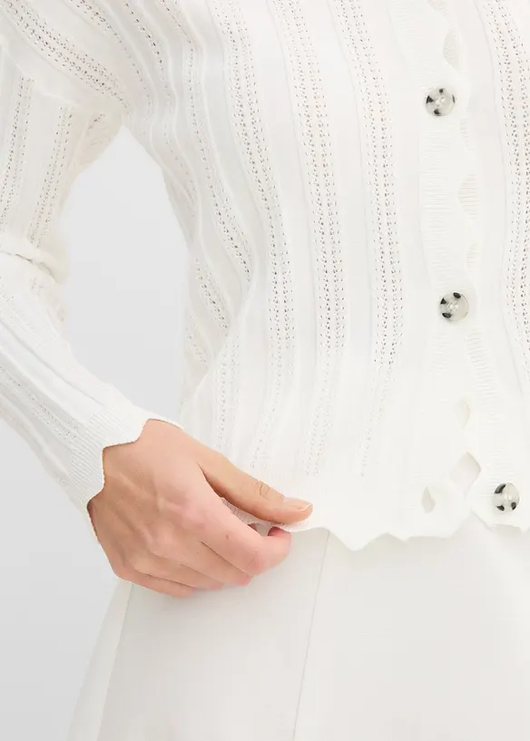 Kurze Ajour-Strickjacke, bonprix