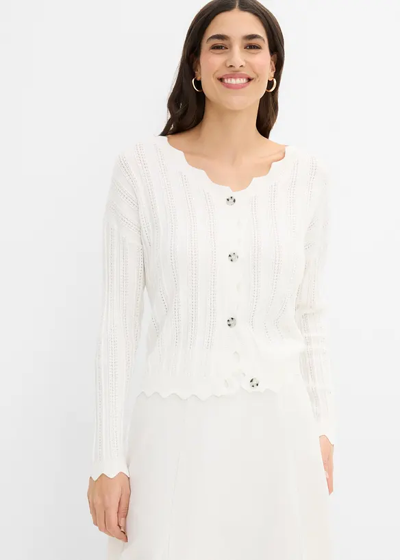 Kurze Ajour-Strickjacke, bonprix