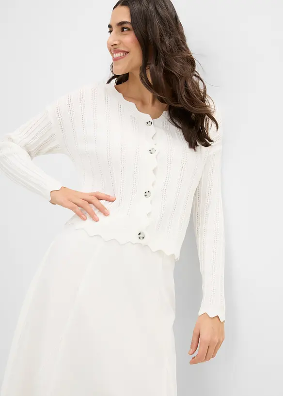 Kurze Ajour-Strickjacke, bonprix