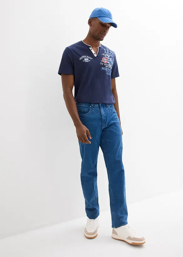 T-shirt col tunisien 100% coton, bonprix