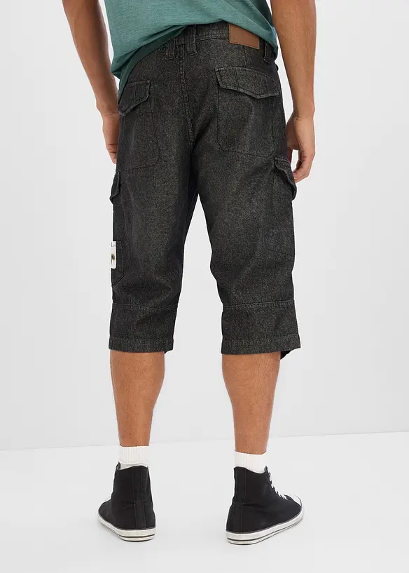 Bermuda long poches cargo en denim l&eacute;ger, coupe loose, bonprix