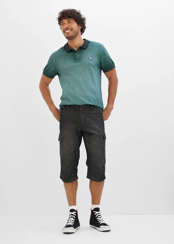 Bermuda long poches cargo en denim l&eacute;ger, coupe loose, bonprix