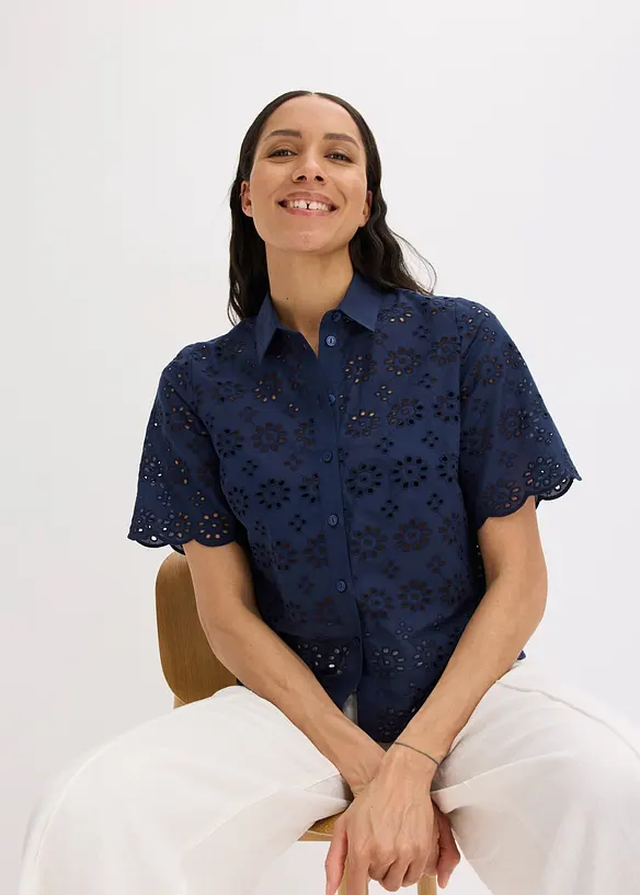 Chemisier &agrave; manches courtes, 100% coton, bonprix