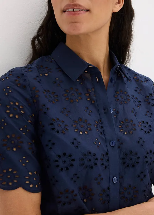 Chemisier &agrave; manches courtes, 100% coton, bonprix