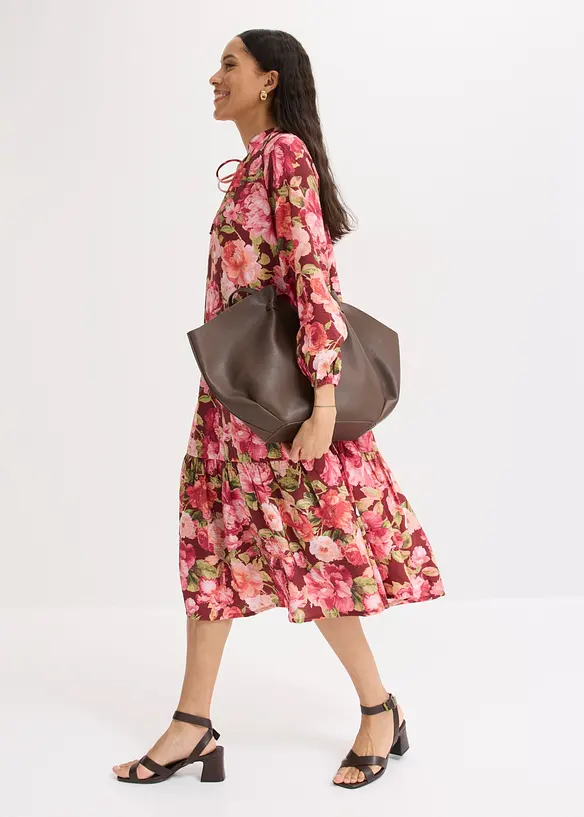 Midikleid aus flie&szlig;endem Viskose-Mix, bonprix