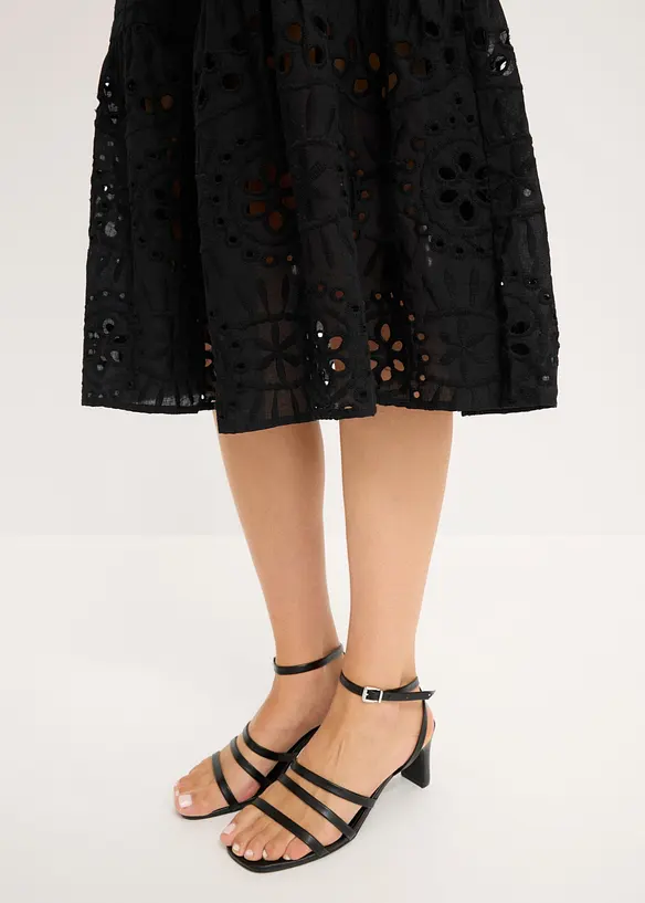 Robe midi en broderie anglaise 100% coton, bonprix