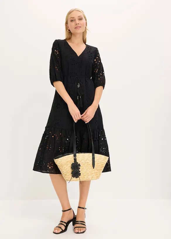 Robe midi en broderie anglaise 100% coton, bonprix