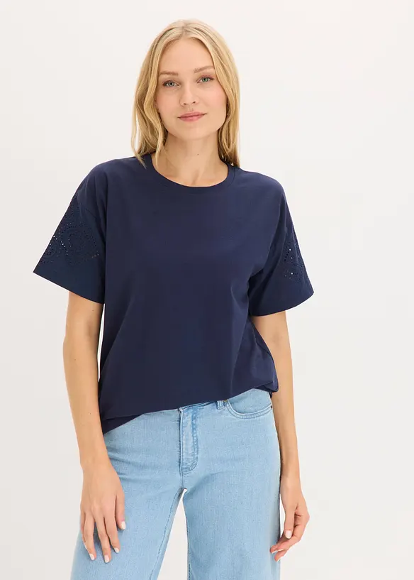 T-shirt avec broderies anglaises, bonprix
