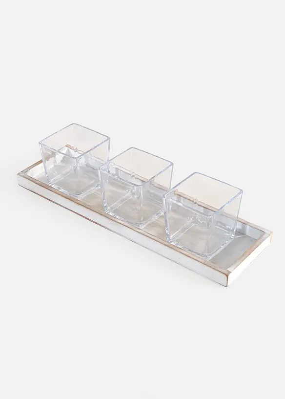 Plateau avec 3 coupes en verre, bonprix