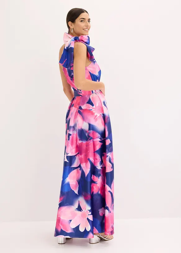 Robe asym&eacute;trique en satin brillant, bonprix