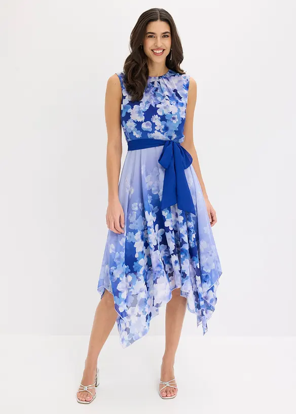 Chiffonkleid mit Zipfelsaum und Bindeband, bonprix