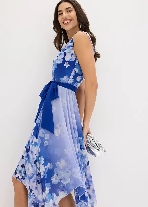 Chiffonkleid mit Zipfelsaum und Bindeband, bonprix