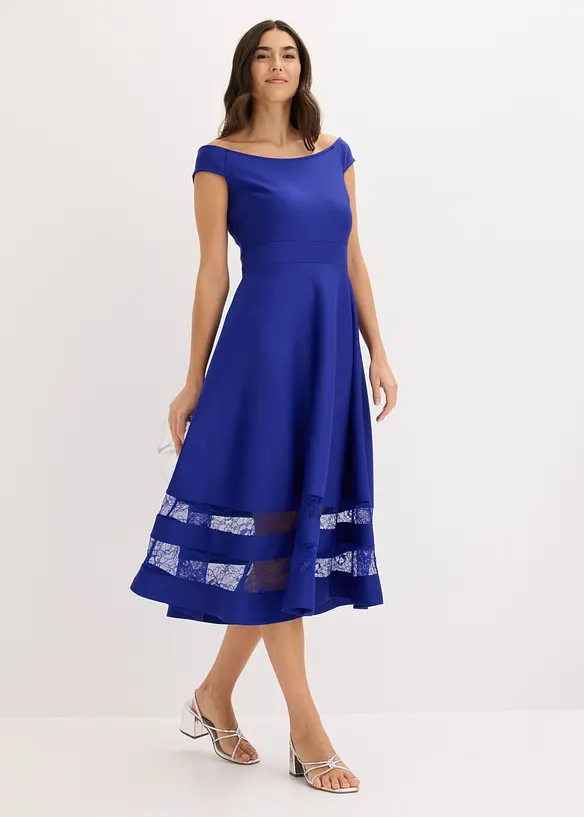 Robe col Bardot avec dentelle, bonprix