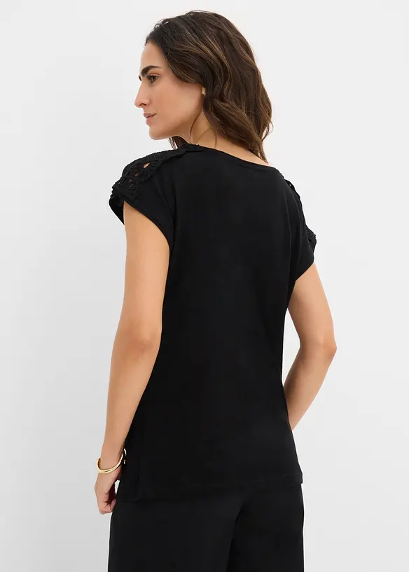 Shirt mit H&auml;keleins&auml;tzen, bonprix