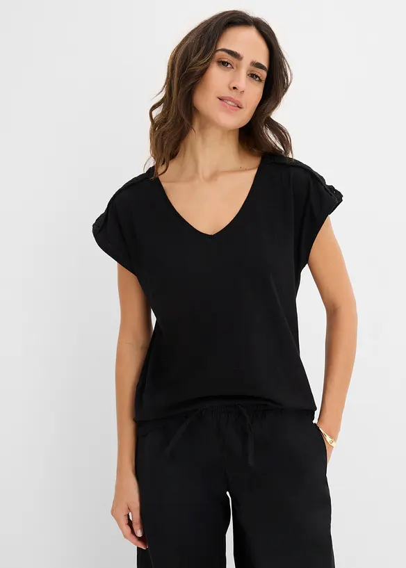 Shirt mit H&auml;keleins&auml;tzen, bonprix