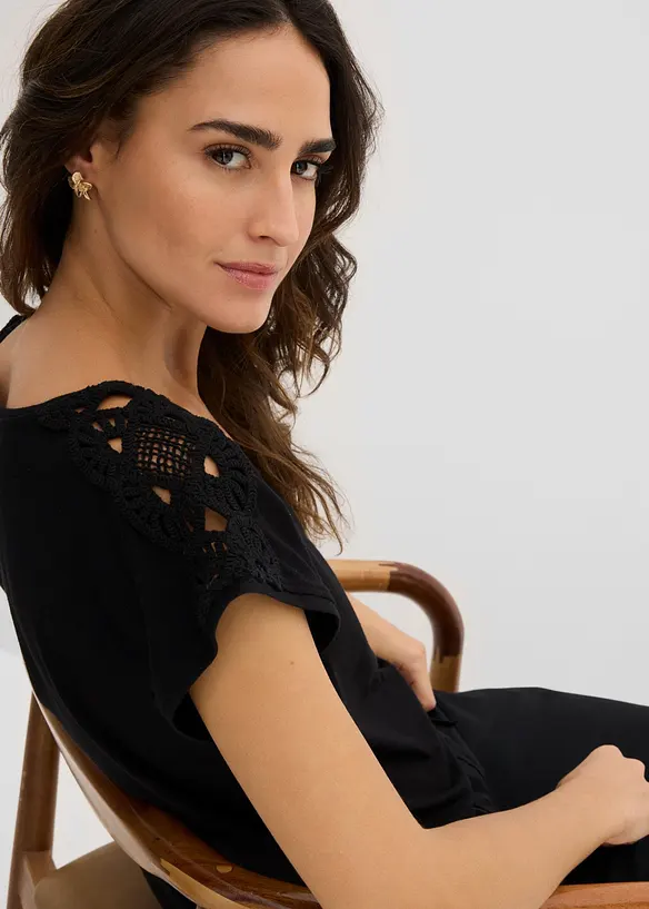 Shirt mit H&auml;keleins&auml;tzen, bonprix