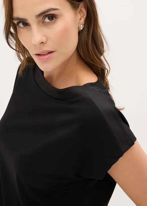 T-shirt avec bordure en satin, bonprix