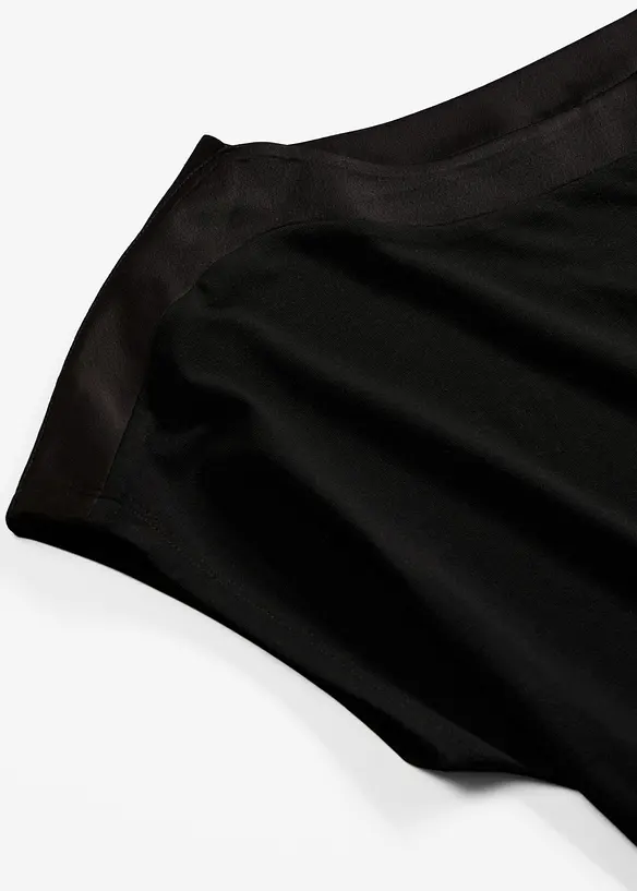 T-shirt avec bordure en satin, bonprix