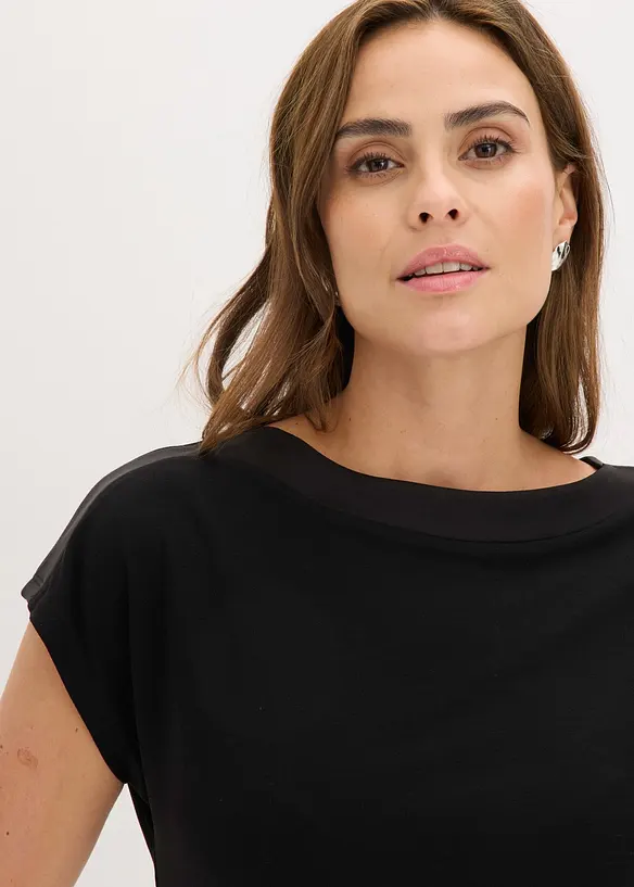 T-shirt avec bordure en satin, bonprix